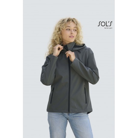 Giacca softshell donna race con cappuccio