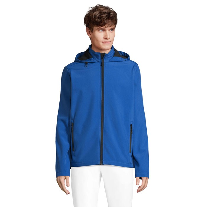 Giacca softshell uomo race con cappuccio
