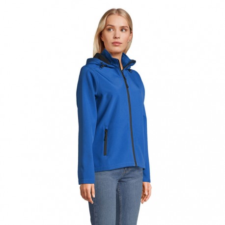 Giacca softshell donna race con cappuccio