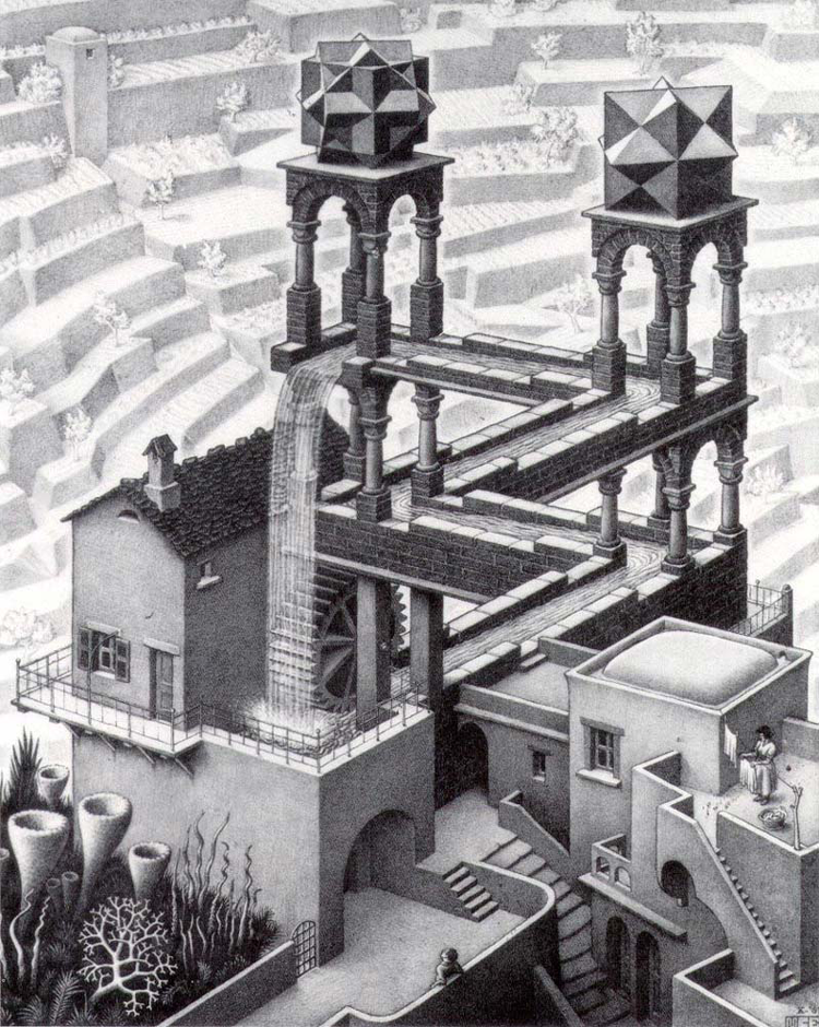 Escher, Waterfall, 1961