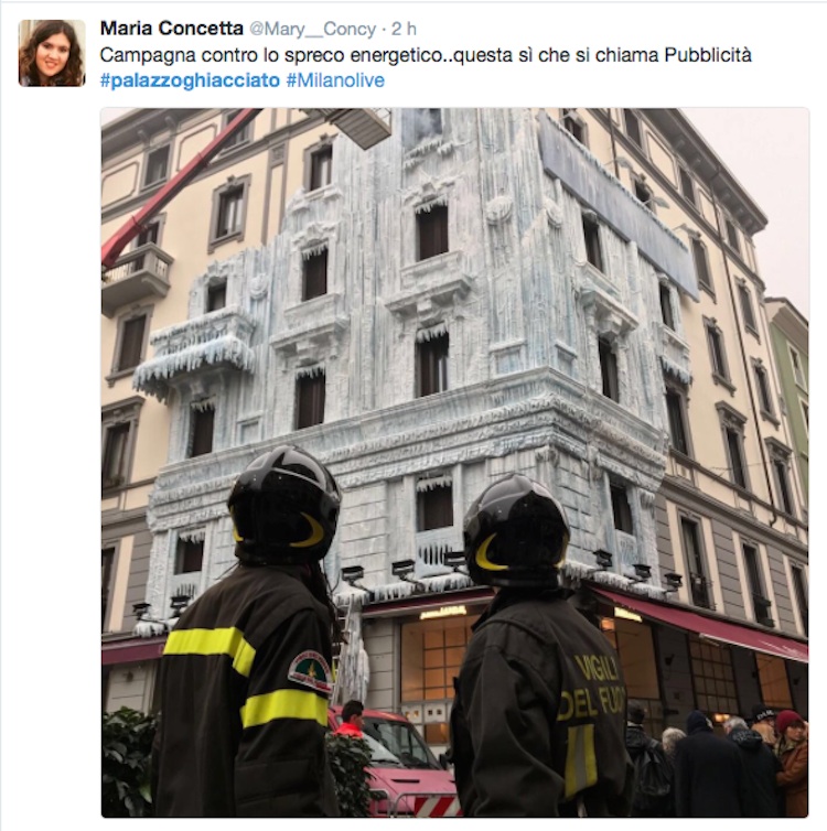Une façade verglacée en plein coeur de Milan: un autre exemple de marketing ambiant - Stampaprint Blog FR