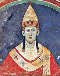 Subiaco Sacro Speco, chiesa inferiore, affresco raffigurante Innocenzo III