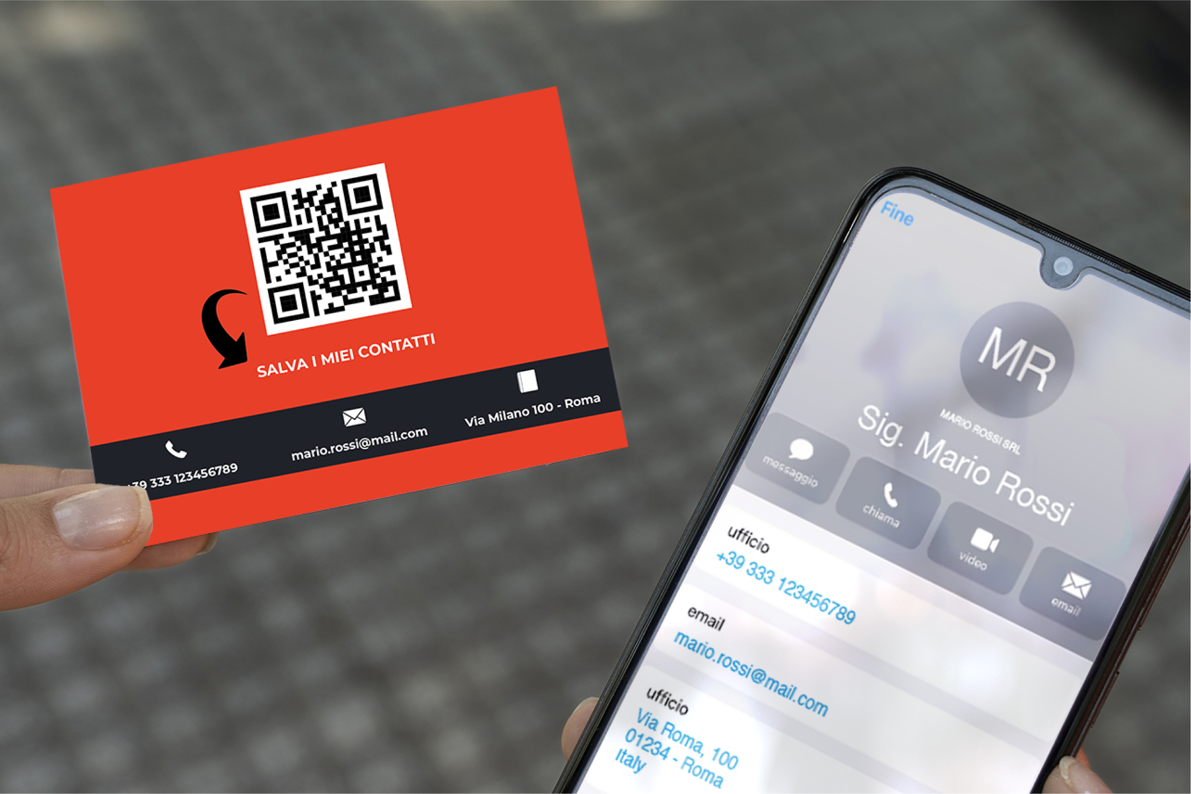 Biglietti da visita digitali <br>con QRcode